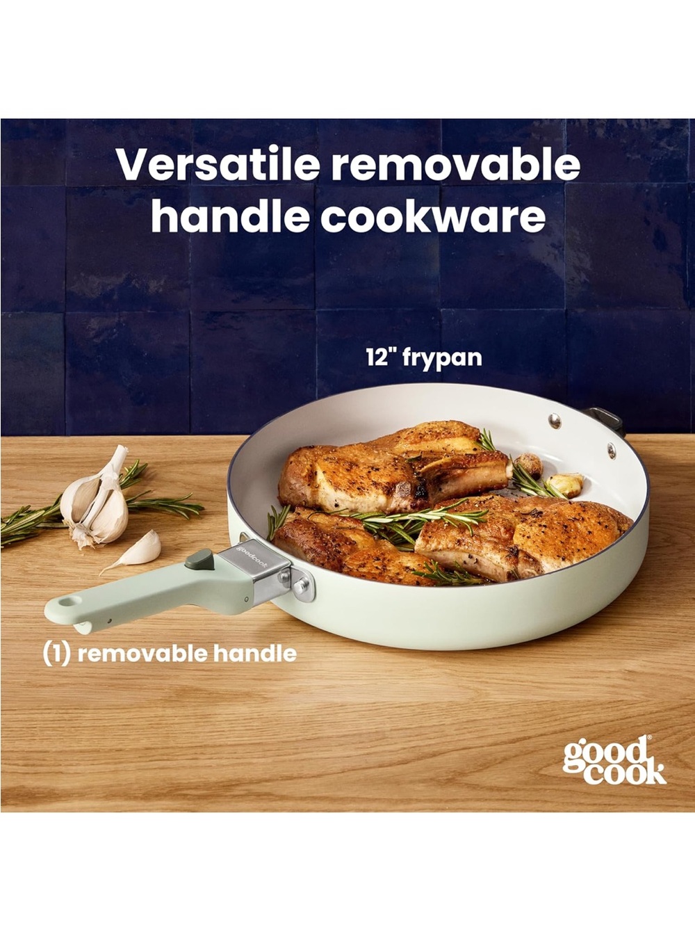 NEW GoodCook Ceramic Frying Pan Skillet, Removable Handle, Induction, Nonstick